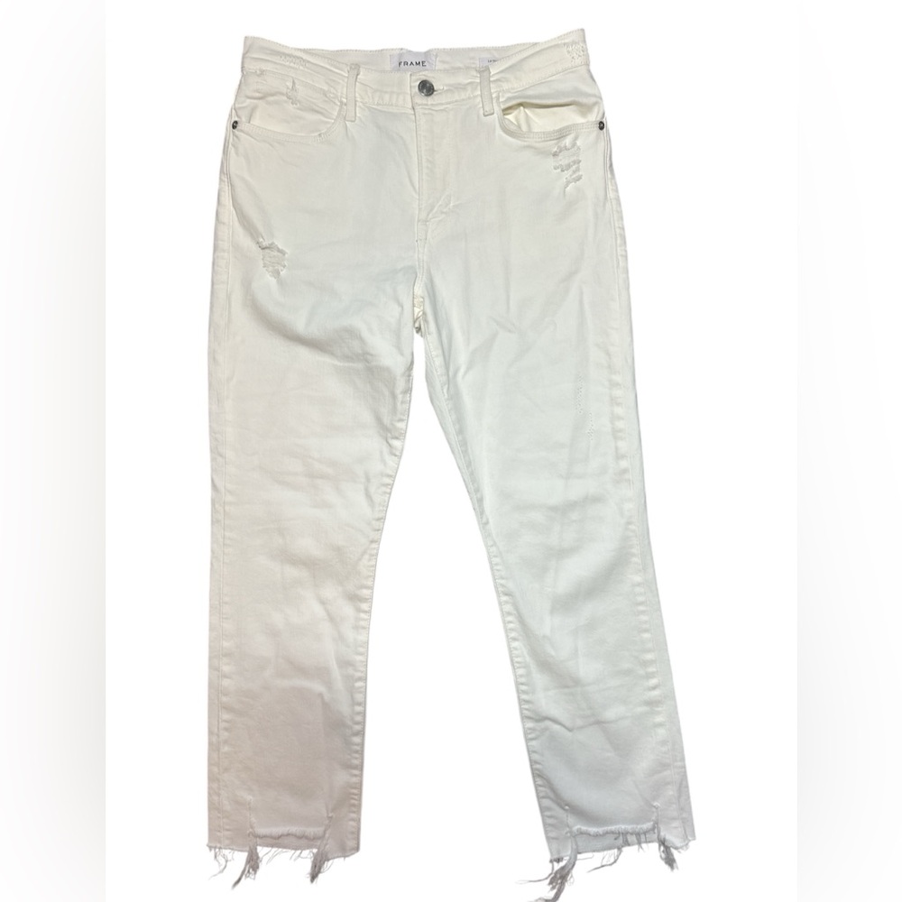 FRAME Denim Le High Straight Frayed Hem